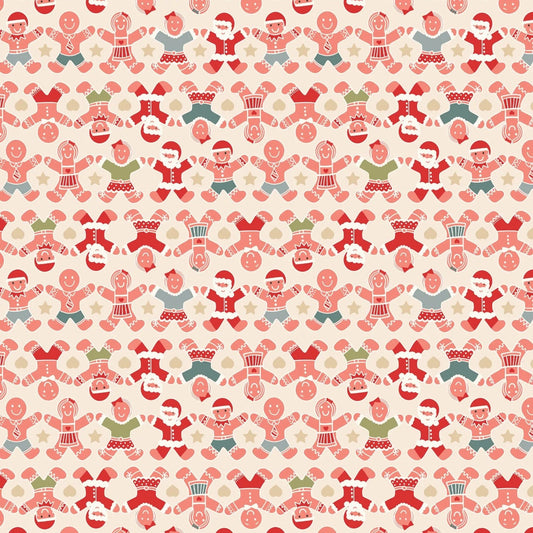 Gingerbread Season People Cream Fat Quarter (Lewis & Irene)