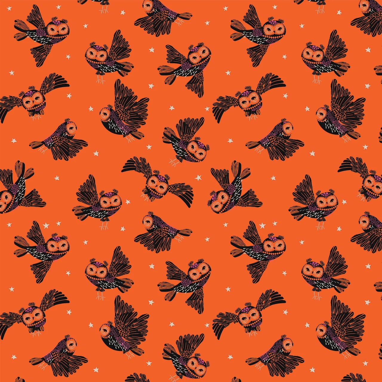Pattern of black and orange bats on an orange background