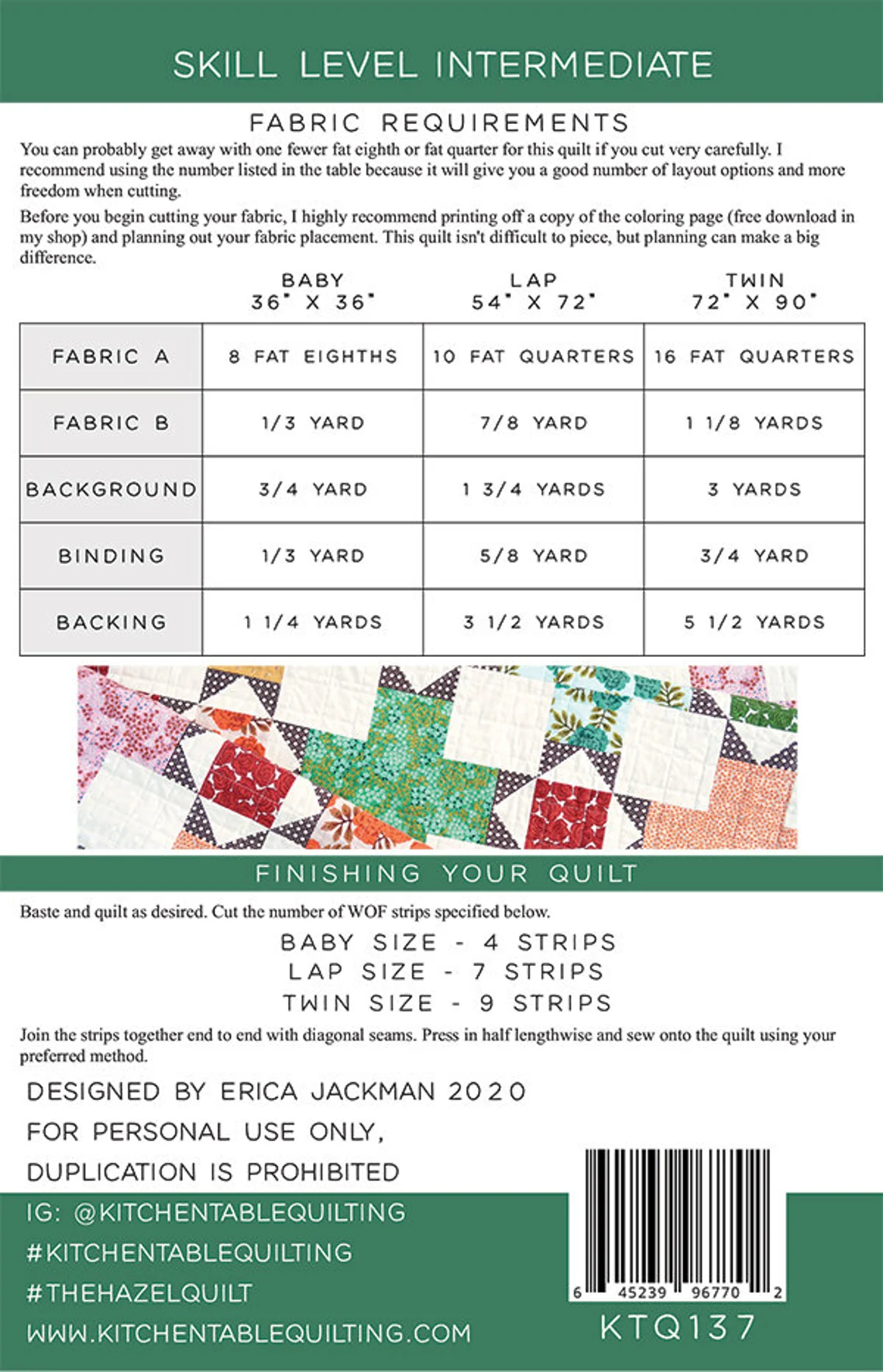The Hazel Quilt Pattern (Kitchen Table Quilting)