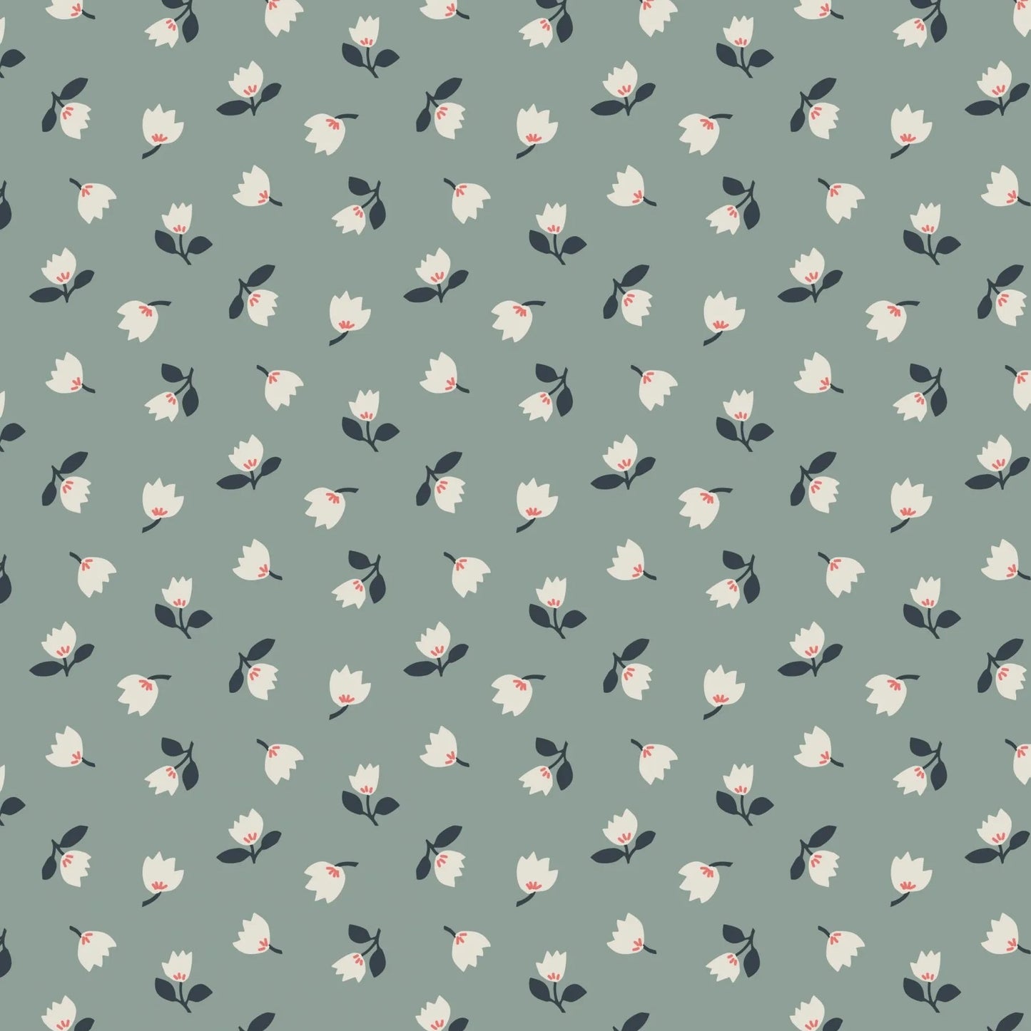 Folk Floral (Lewis & Irene) - Little Flowers Iced Sage