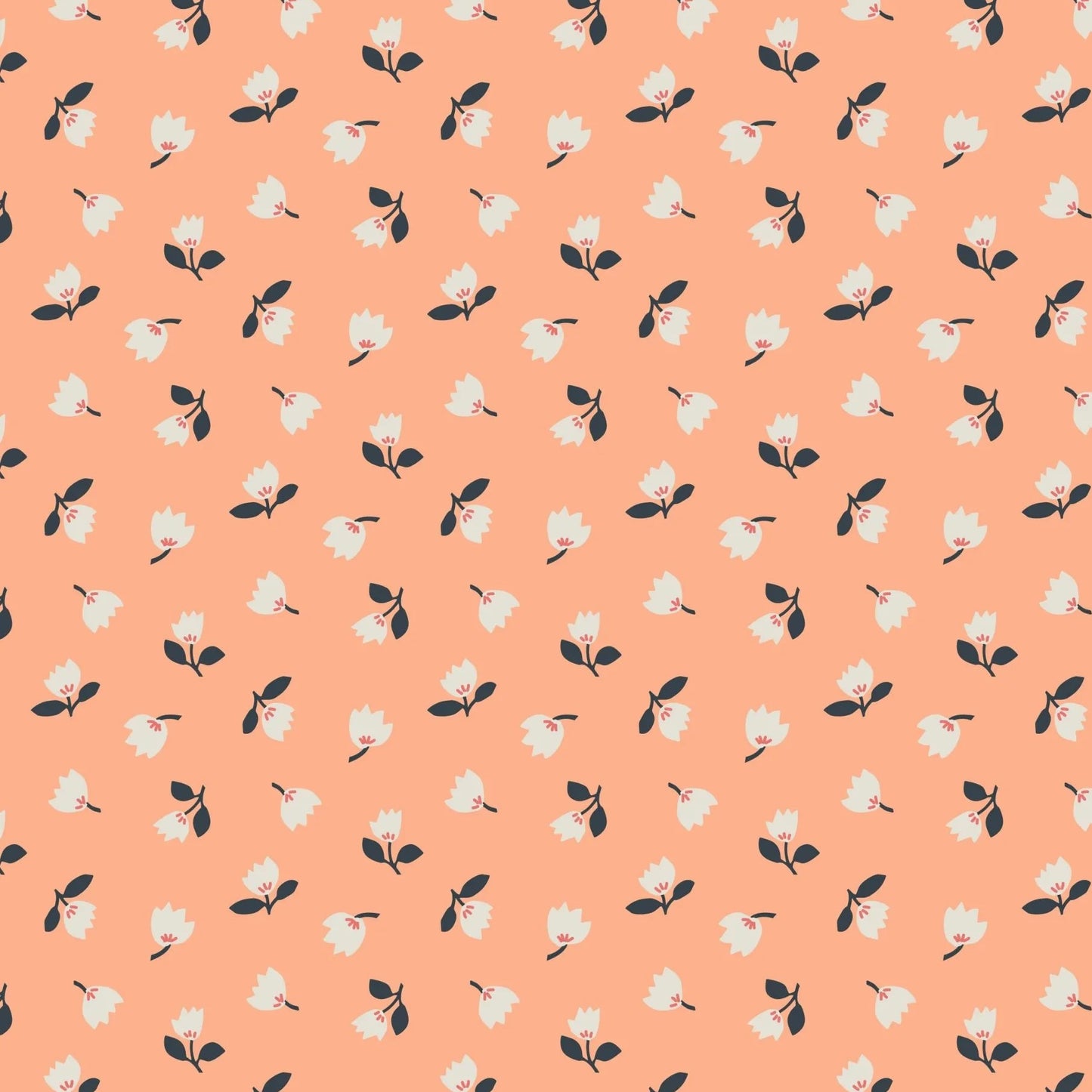 Folk Floral Little Flowers Peach Fat Quarter (Lewis & Irene)