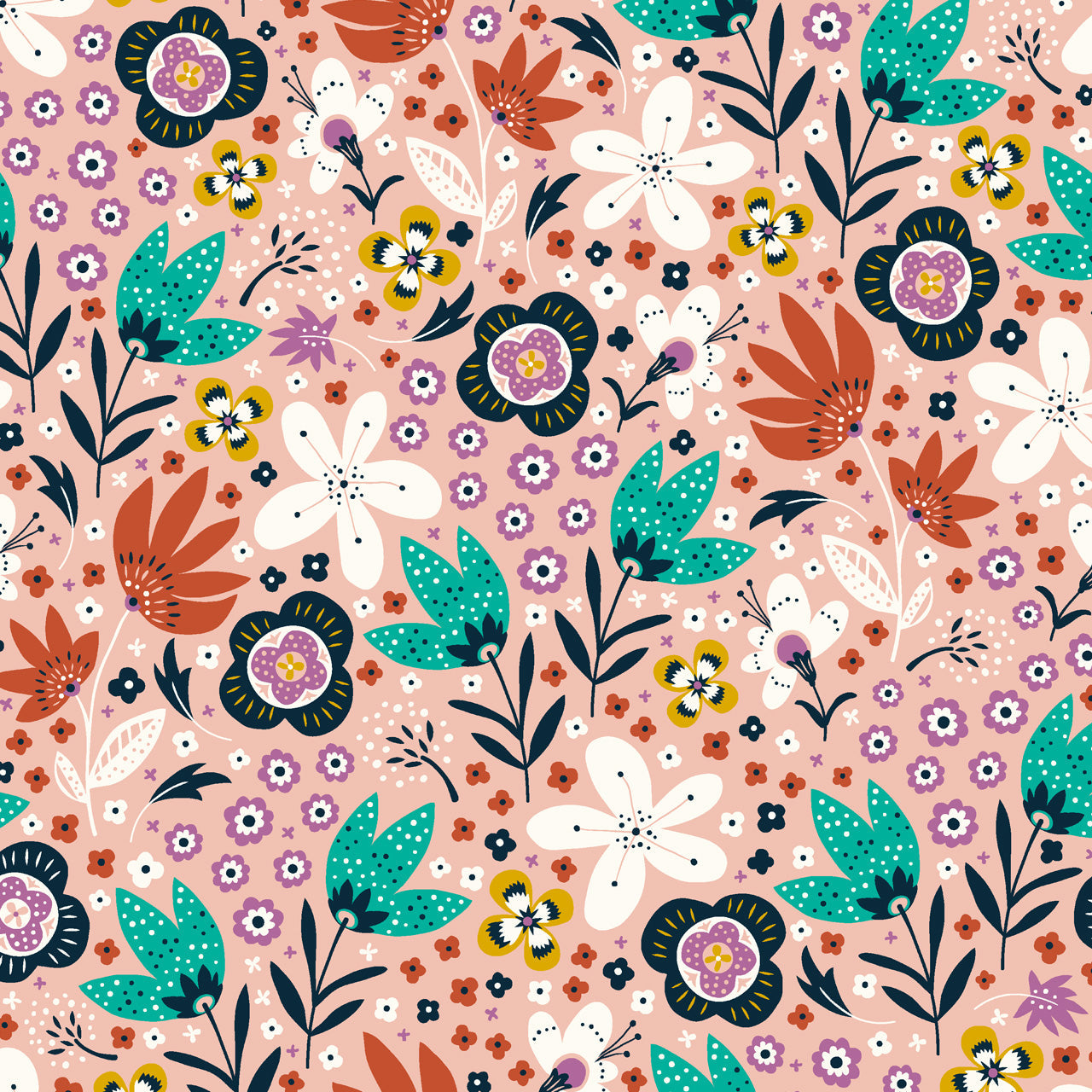 Magical Meadow Floral Pink Fat Quarter (Dashwood Studio)