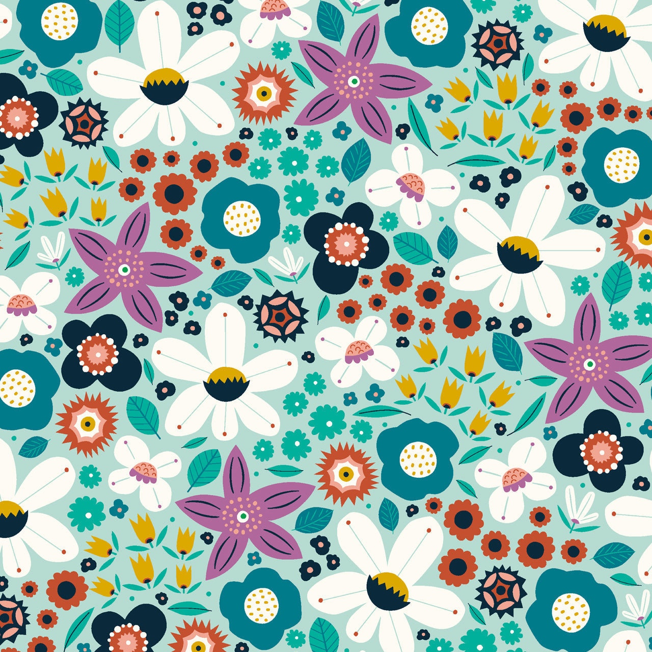 Magical Meadow Floral Aqua Fat Quarter (Dashwood Studio)