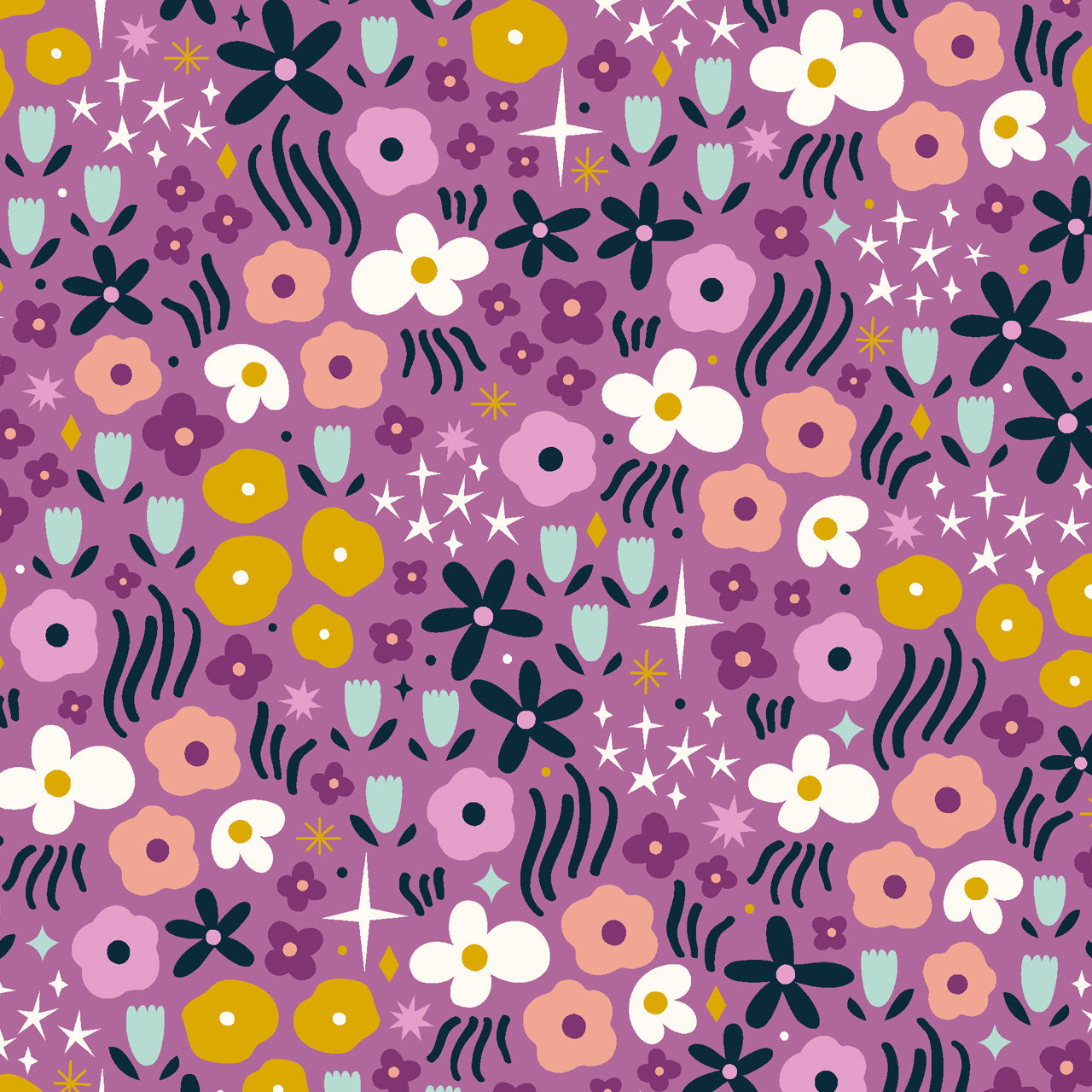 Magical Meadow Small Floral Purple Fat Quarter (Dashwood Studio)