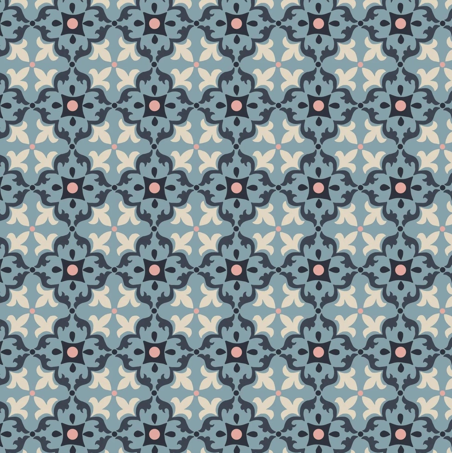 Majolica Multi Tile Blue Fat Quarter (Lewis & Irene)