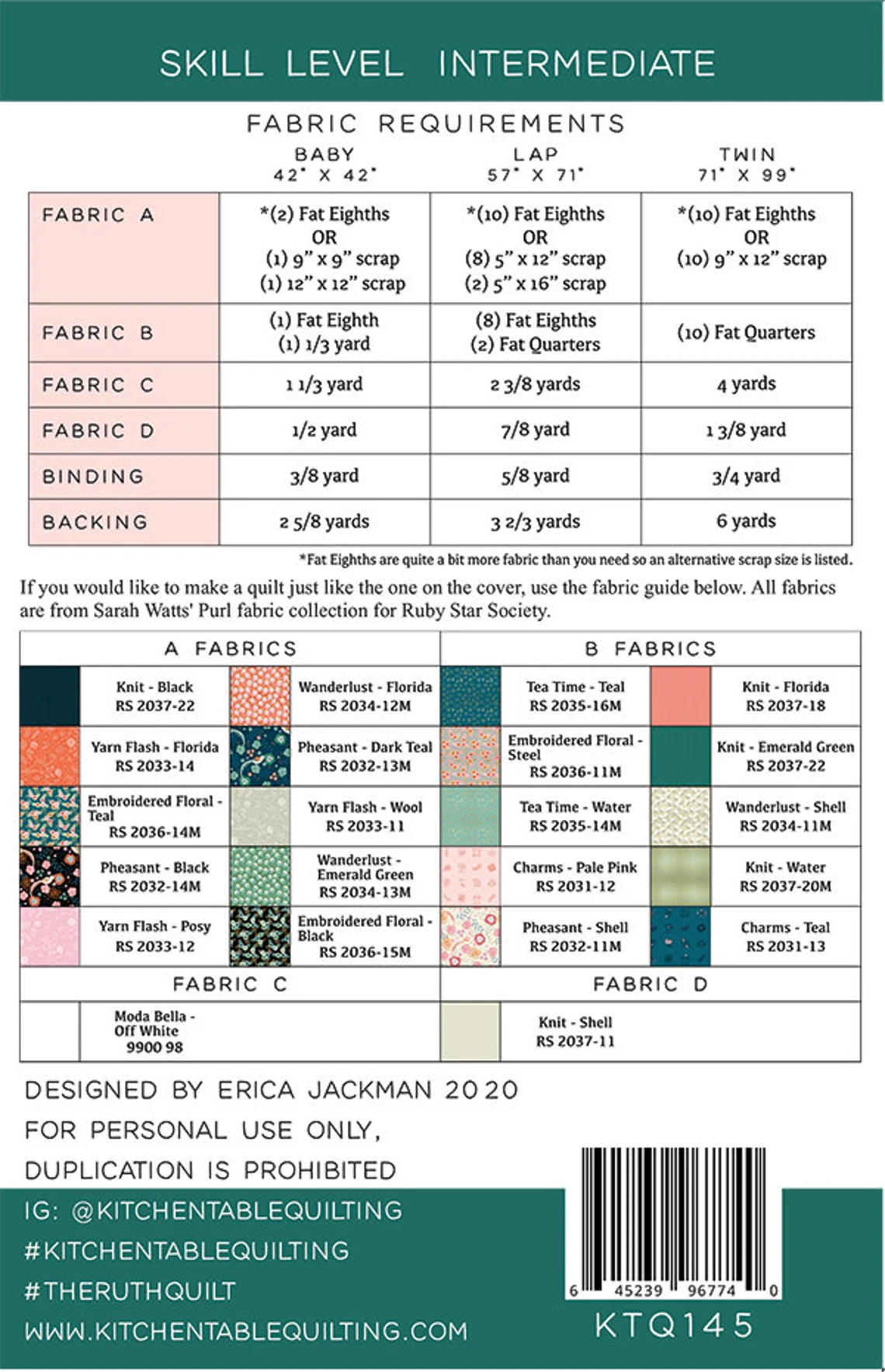 The Ruth Quilt Pattern (Kitchen Table Quilting)