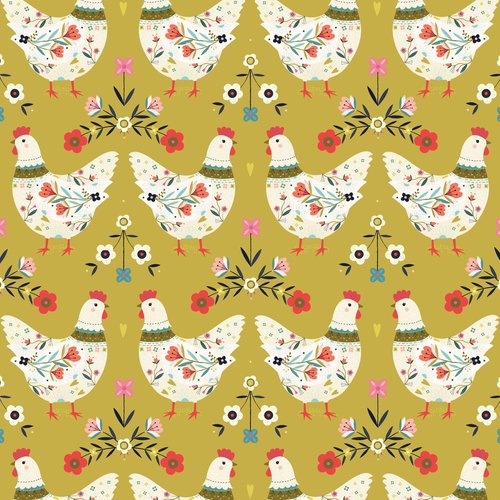 Strawberry Tea Chickens Fat Quarter (Dashwood Studio)
