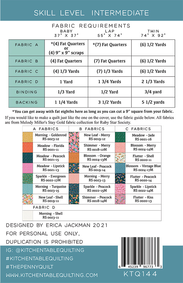 The Penny Quilt Pattern (Kitchen Table Quilting)