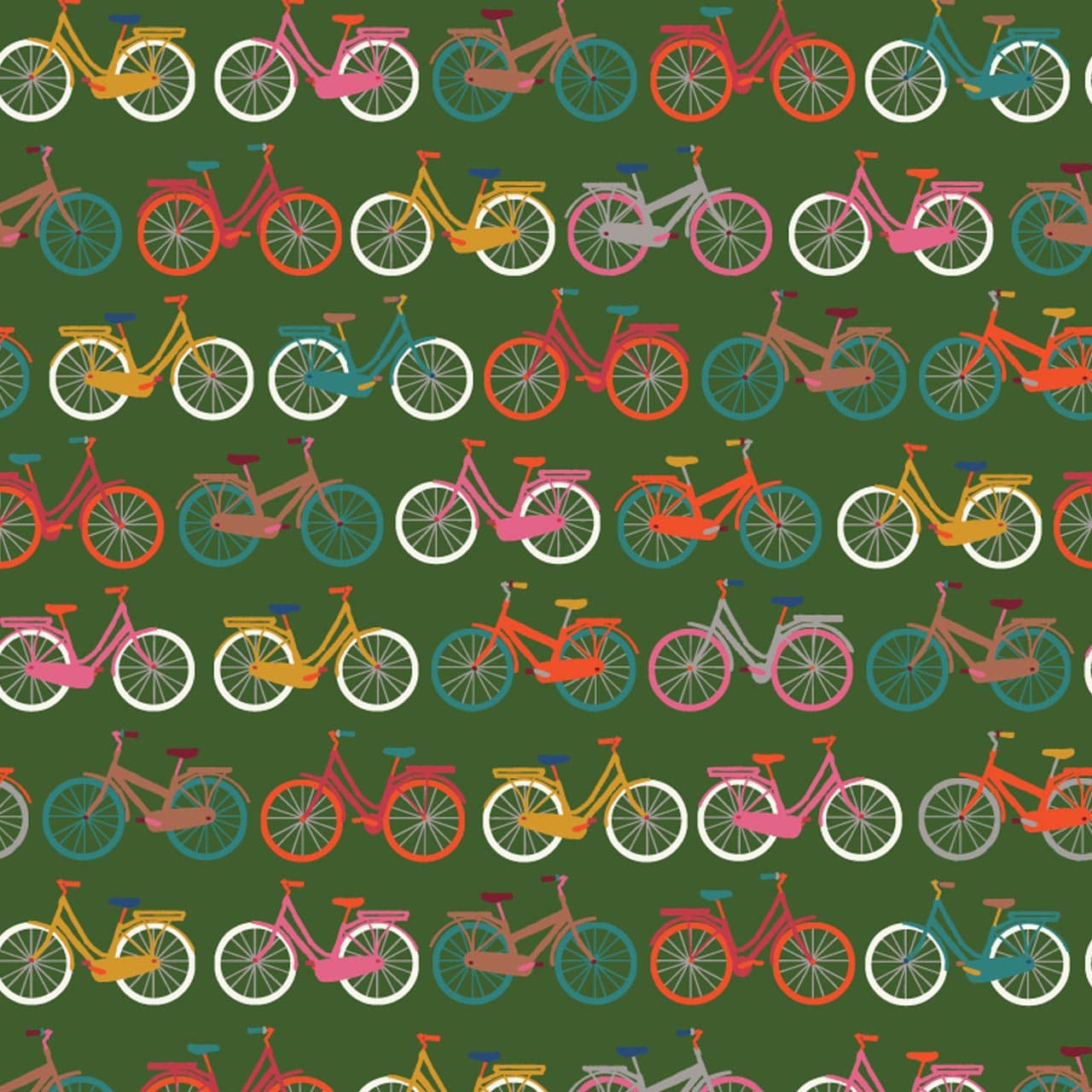 Hello Velo Bicycles Green Fat Quarter (Dashwood Studio)