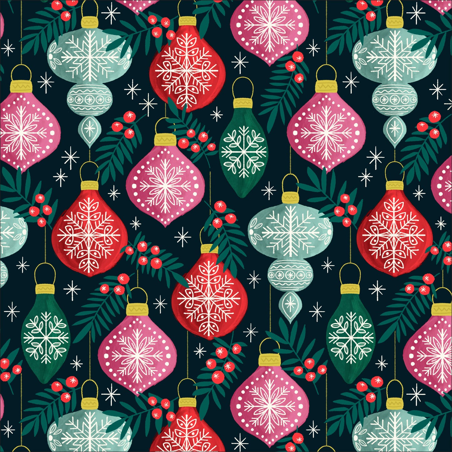 Winter Wonderland Berries & Baubles Fat Quarter (Cloud9)