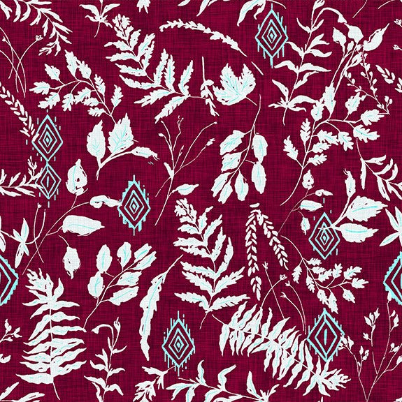 New Earth Unfurl Dark Red Fat Quarter (Clothworks)