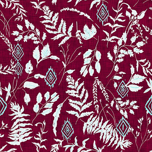 New Earth Unfurl Dark Red Fat Quarter (Clothworks)