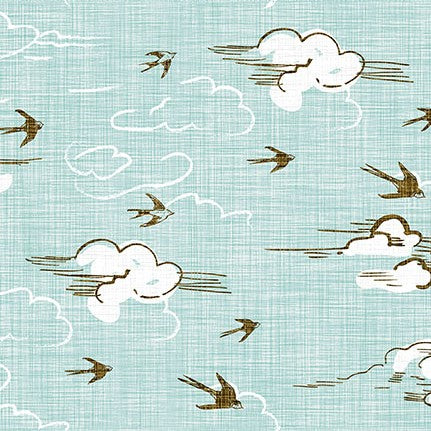 New Earth Bird Sky Light Turquoise Fat Quarter (Clothworks)