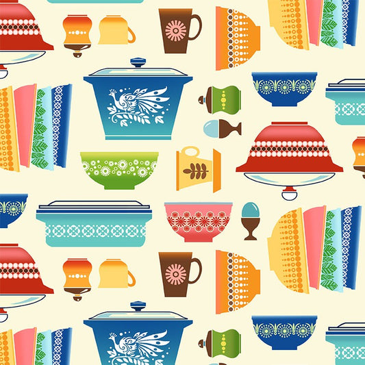 Retro Kitchen Vintage Hunt Multi Fat Quarter (Michael Miller Fabrics)