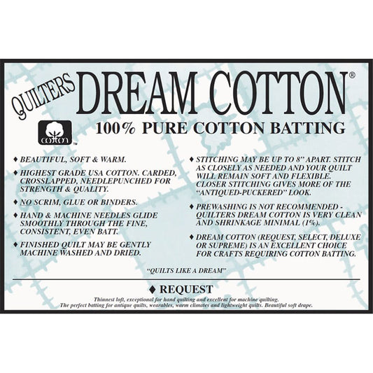 Quilters Dream Request Cotton Batting - Craft Size, White
