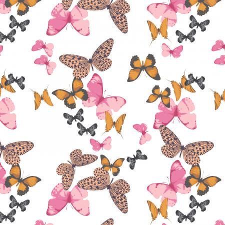 Butterflies in the Garden (RJR Fabrics) - Traveling Butterflies Preppy Pink