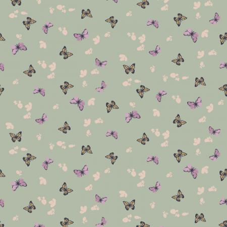 Butterflies in the Garden Fluttering About Cool Sage (RJR Fabrics)