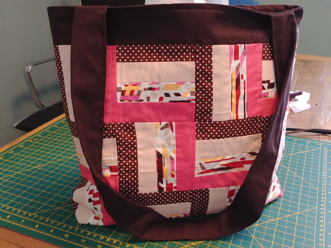 Rail Fence Patchwork Tote Bag