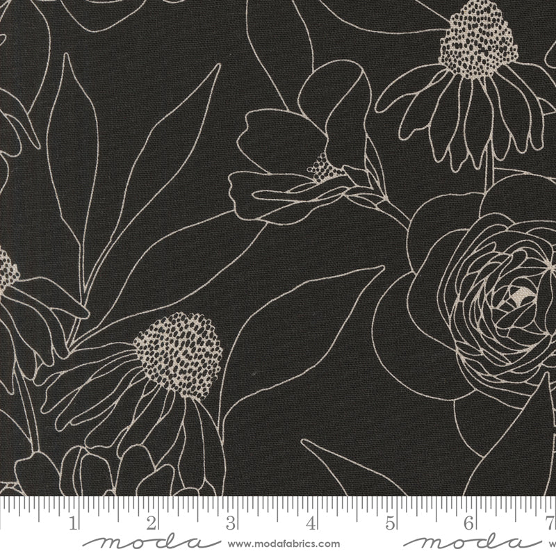 Botany (Moda) - Etched Floral Ink Mochi Linen