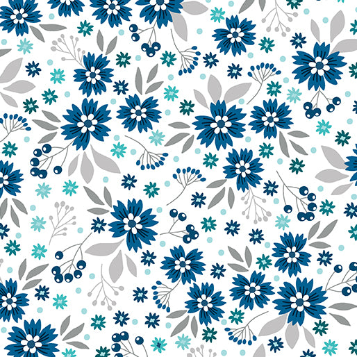 Among the Wildflowers II (Benartex) - Poppies Indigo