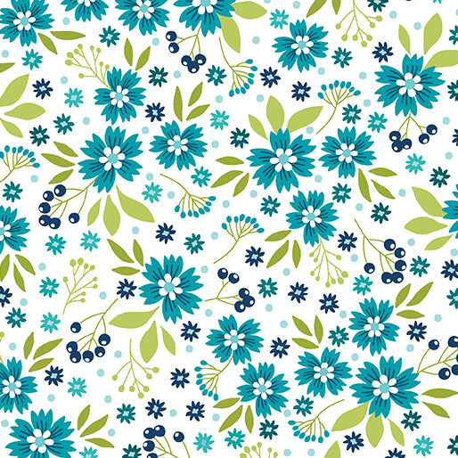 Among the Wildflowers II (Benartex) - Poppies Aqua