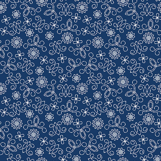 Among the Wildflowers II (Benartex) - Tin Lantern Indigo
