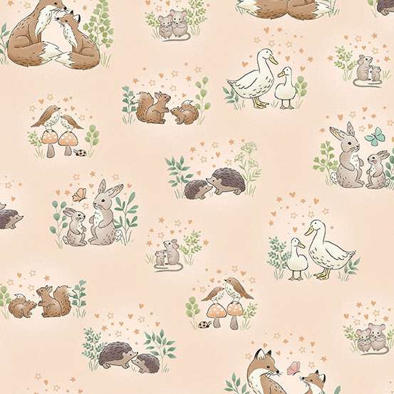Pattern of cartoon animals on a beige background