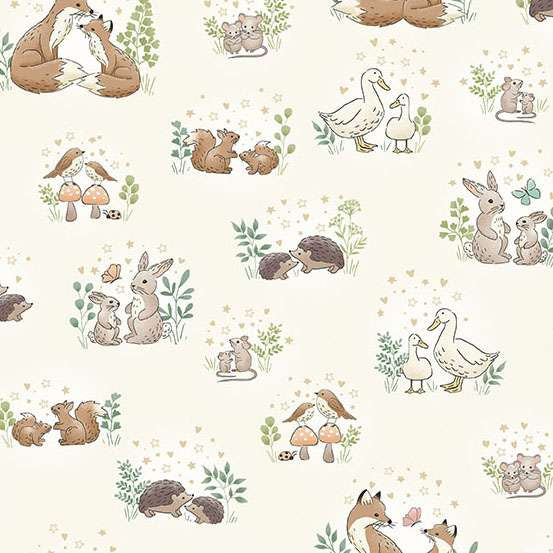 Pattern of forest animals on a white background