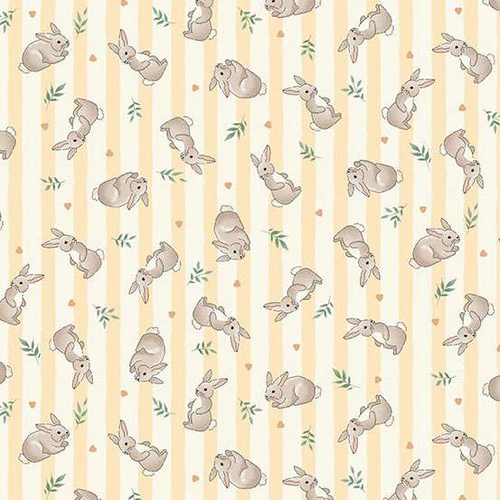 Pattern of cartoon bunnies on a striped background