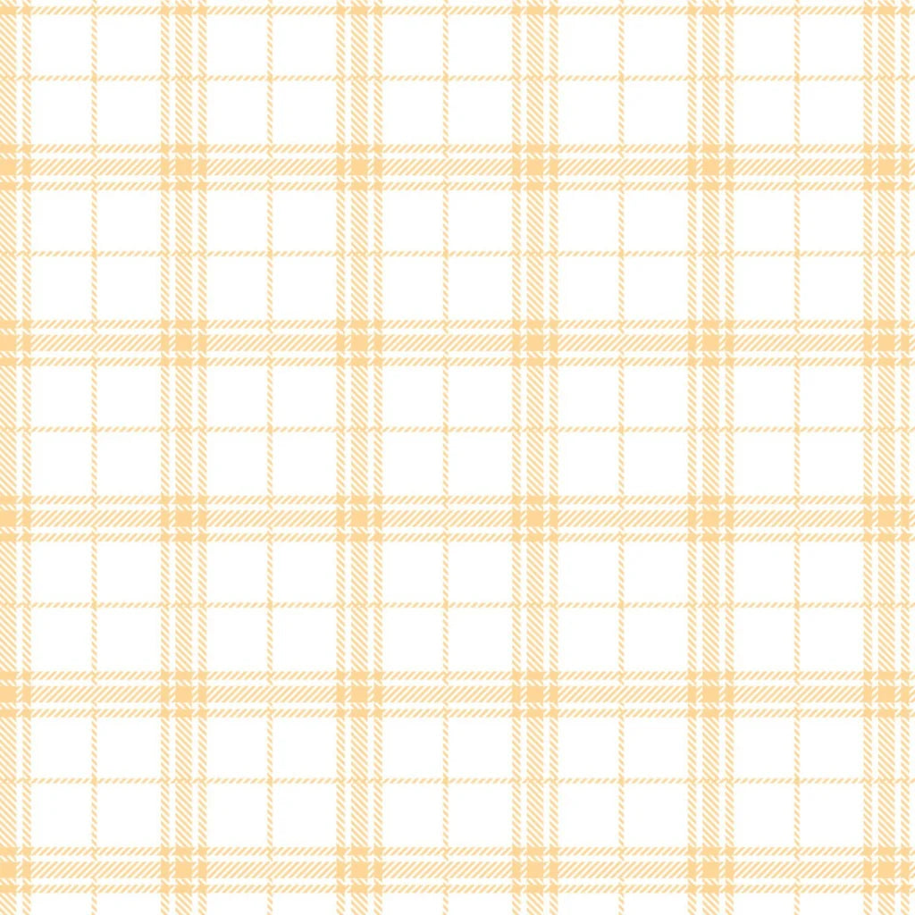 Light beige plaid print on white fabric.