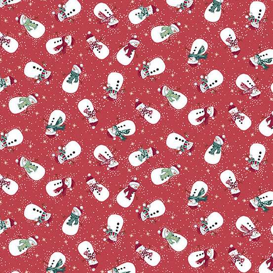 Pattern of snowmen on a red background