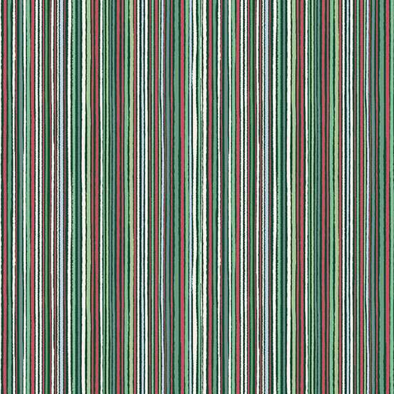 Pattern of vertical stripes in green, red, and white on a striped background