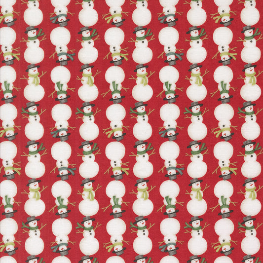 Winter Friends (Moda) - Stacked Snowman Berry Red