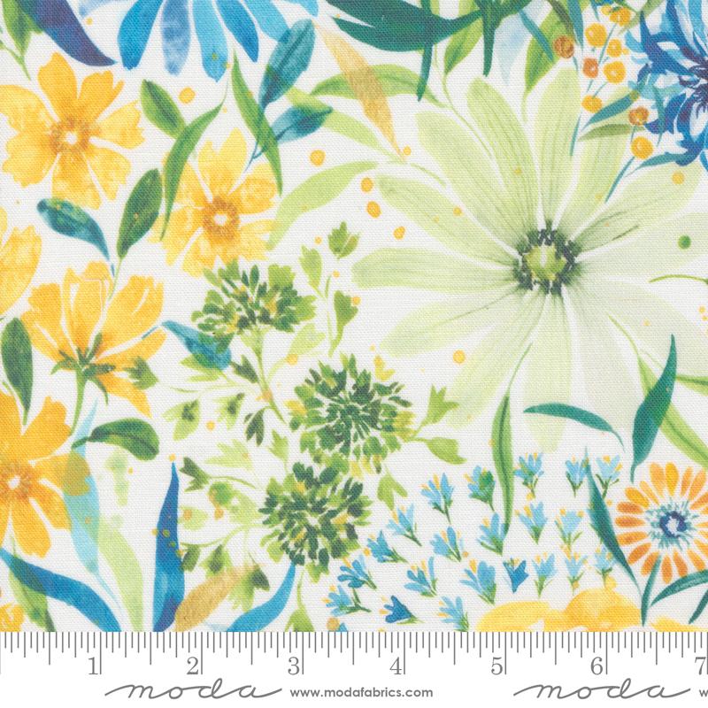 Sunshine & Blue Skies (Moda) - Sunny Days Florals Canvas Cloud