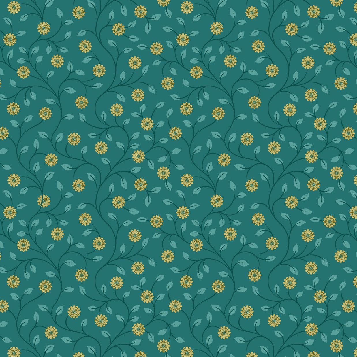 Wintertide Flowers on Green Fat Quarter (Lewis & Irene)