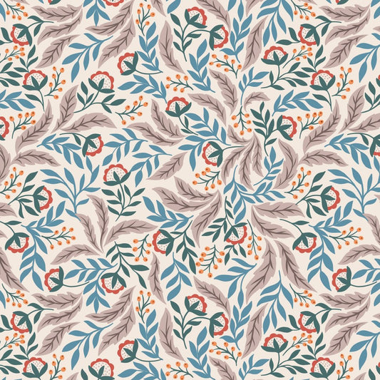Wintertide Arts & Crafts Floral on Cream Fat Quarter (Lewis & Irene)