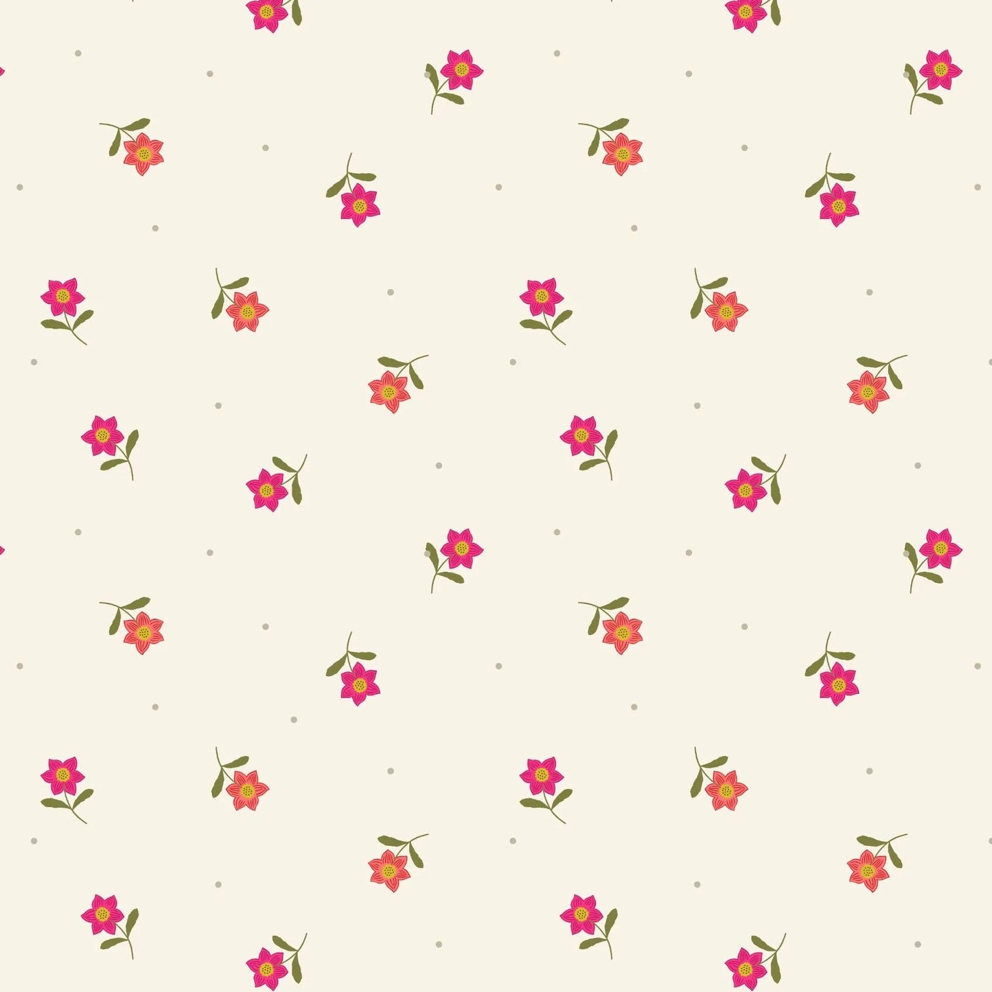 Hibiscus Hummingbird Little Flowers Cream Fat Quarter (Lewis & Irene)