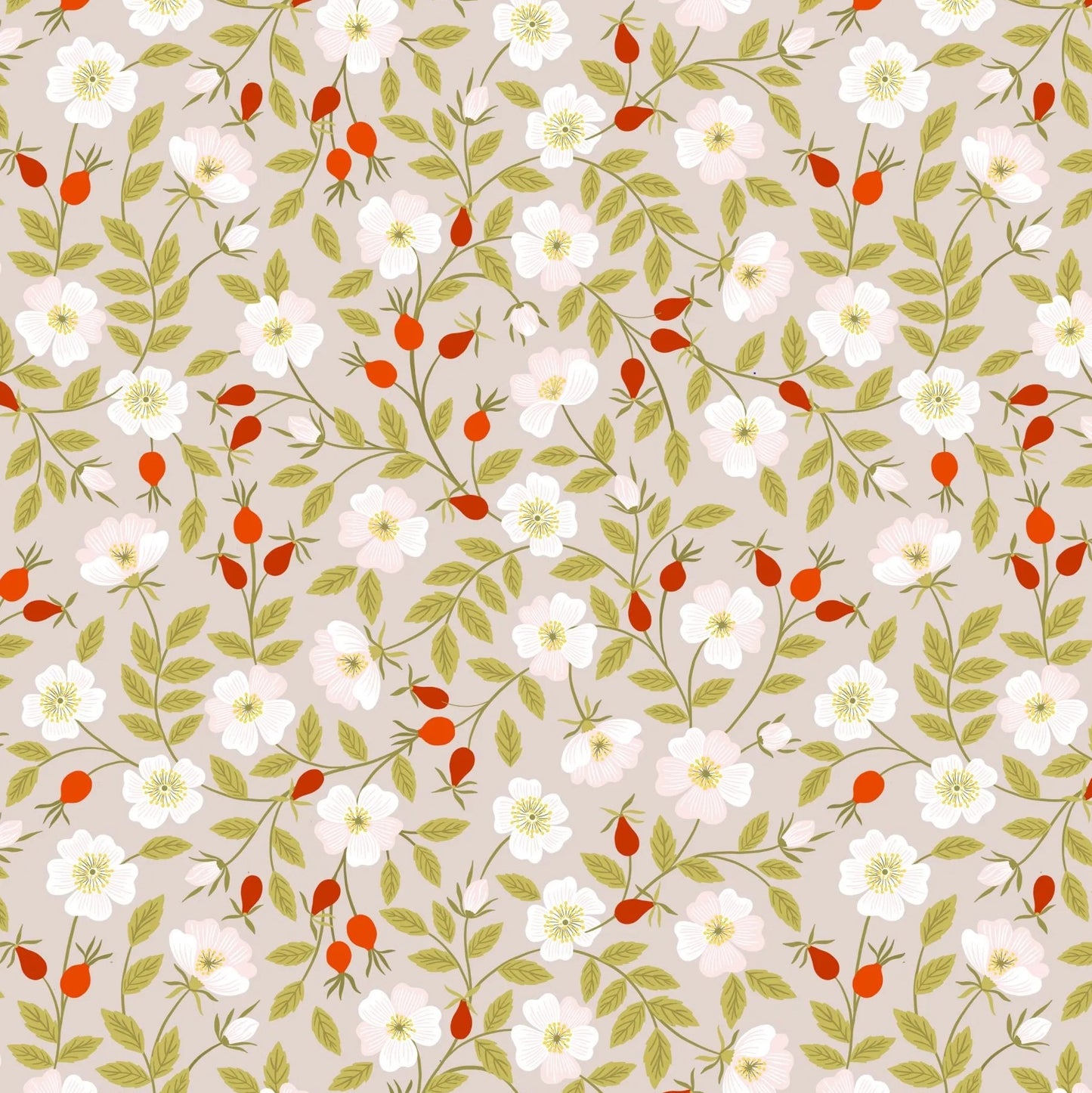 Evergreen Dog Rose Cream Fat Quarter (Lewis & Irene)