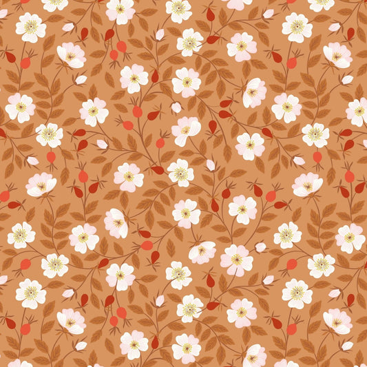 Evergreen Dog Rose Rust Fat Quarter (Lewis & Irene)