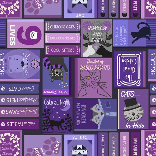 The Purrfect Book Club (Lewis & Irene) - Cat Book Covers Purple