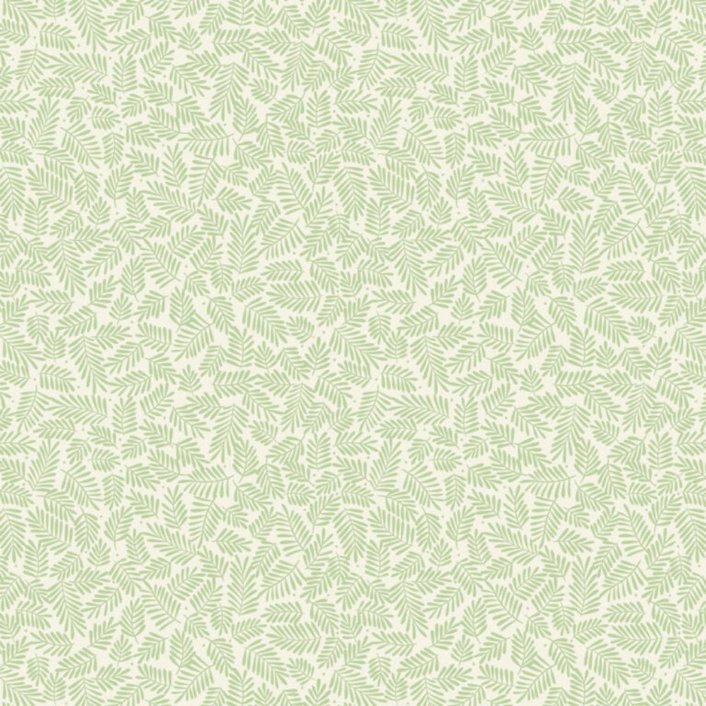Pattern of green leaves on a light beige background