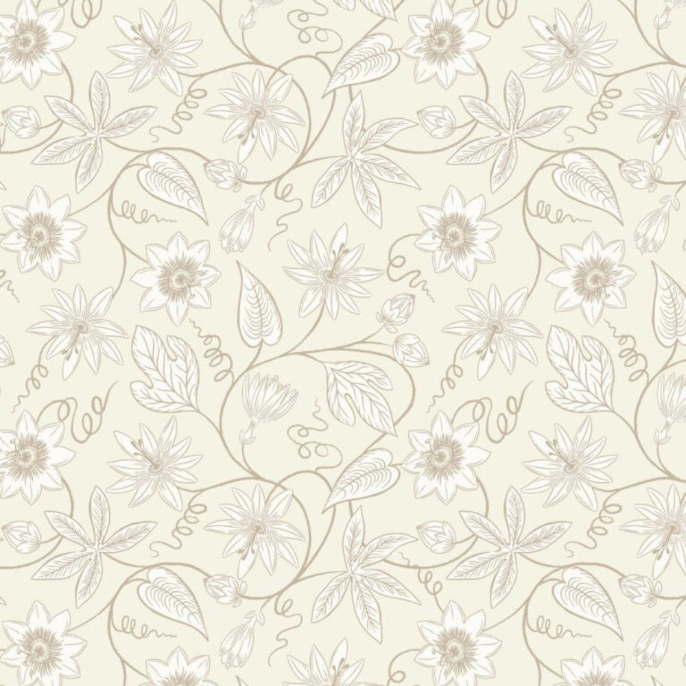 Floral pattern with leaves on a beige background
