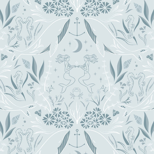 Sound of the Sea Enchanted Ocean Sky Blue Fat Quarter (Lewis & Irene)