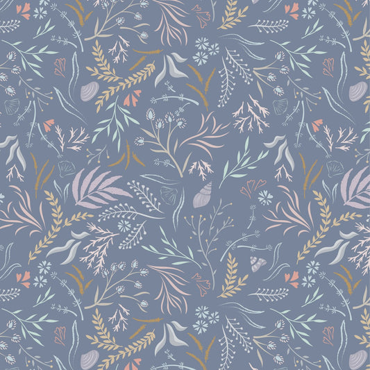 Sound of the Sea Seaweed Sway Purple Fat Quarter (Lewis & Irene)