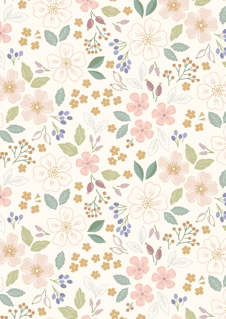 Floral pattern with pastel colors on a white background