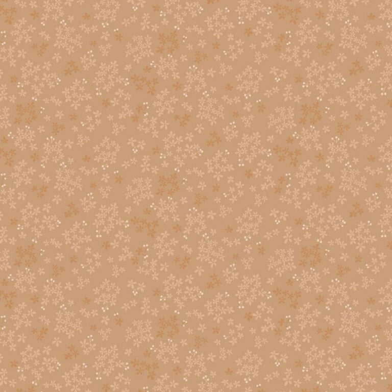 Beige fabric texture with small floral pattern