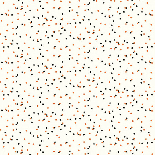 Pattern of black and orange dots on a white background