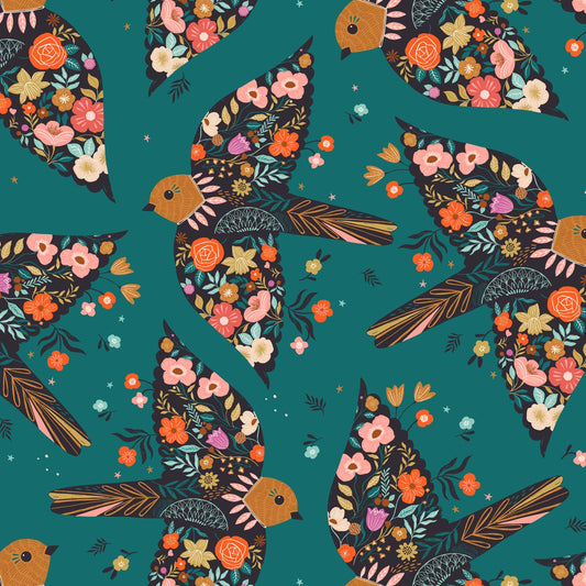 Good Vibes Floral Birds Fat Quarter (Dashwood Studio)