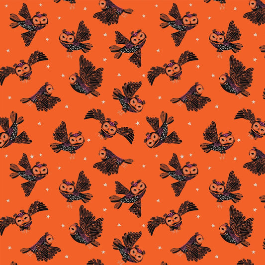 Pattern of black and orange bats on an orange background