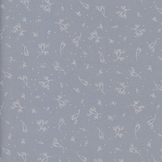 Pattern of small white floral outlines on a light blue background